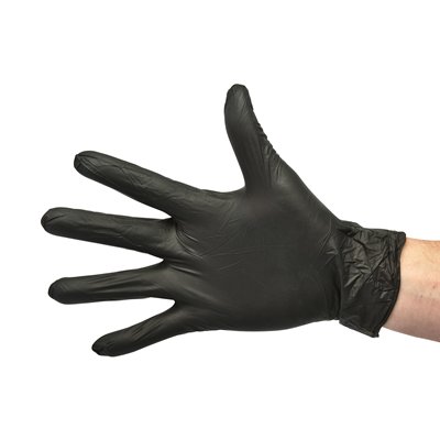 Gants à usage unique en nitrile extra strong - non poudrés - NOIR - 100 pièces - LARGE
