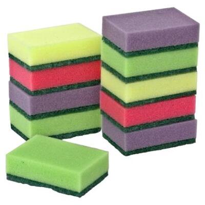 Coloured scouring sponge - pack of 10