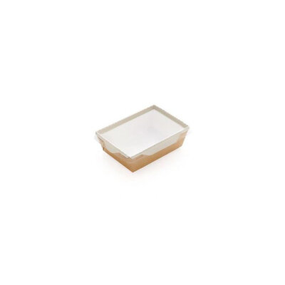 Bakje Rechthoekig Kraft/Wit Incl. Pet Deksel 1300ml 150st - Inclusief FOST PLUS bijdrage