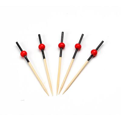 Pique bambou noire avec petit ballon rouge 7cm 250pcs