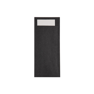 Cutlery bag black with tissue napkin white 200x85mm 500pcs