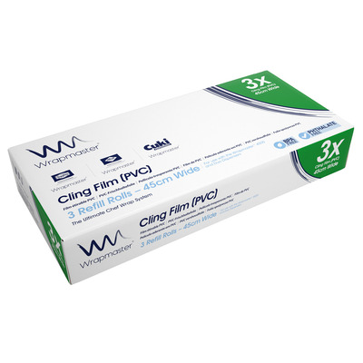 Recharge de film PVC Wrapmaster - 45 cm x 300 m - 7 µm - 3 pièces