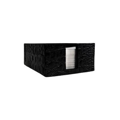 Porte-serviettes + porte-menu en cuir croco noir 11 x 14 x 6 cm