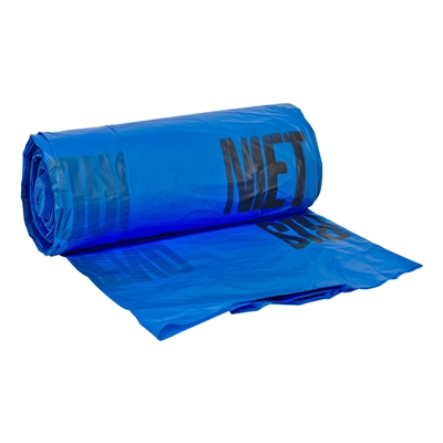 Sac HD - 90 x 120 cm - T40 - 195 l - BLEU - rouleau 25 pièces avec impression DECHETS MEDICAUX SANS RISQUE