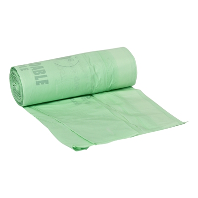 Sac poubelle biodégradable à lien coulissant - 50 x 65 cm - 18µ - 30 l - rouleau 25 pièces