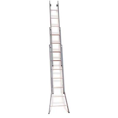 Échelle de laveurs de vitres 3 éléments avec base évasée - 3 x 8 marches - 3,15/7,35 m - 23,5 kg - distance de l'échelon 35 cm