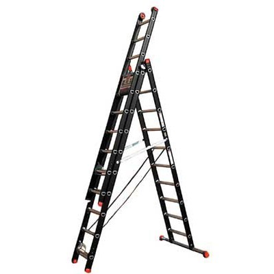 Échelle convertible Mounter 3 éléments - 3 x 14 marches - 3,90/9,85 m - 35 kg