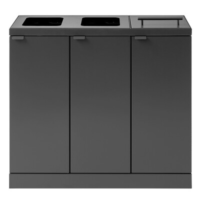 Bomabin Select Bica - 3 x 45 l - ANTRACITE - ouvert/ouvert/couvercle
