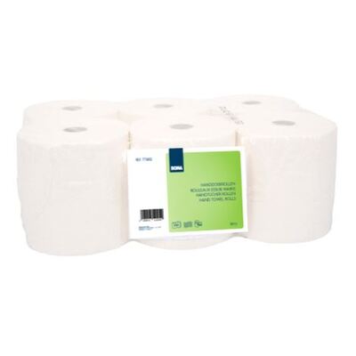 Rouleau essuie mains autocut - tissu recyclé - 2 plis - 150 m x 21 cm - BLANC - 6 rouleaux