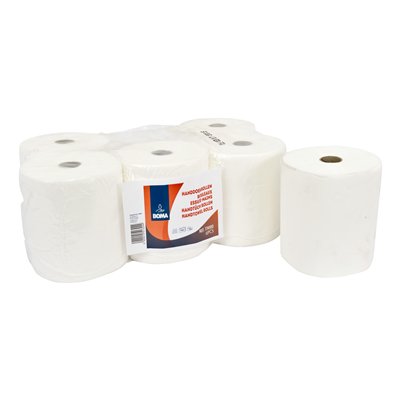 Bobine d'essuyage - tissu pur - 3 plis - 100 m x 20 cm - BLANC - 6 rouleaux