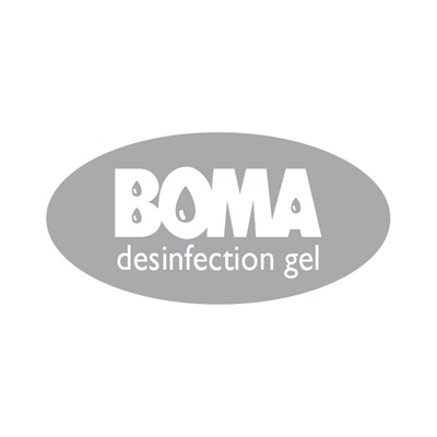 Plaatje 'BOMA desinfection gel' voor Absynth dispenser - GRIJS