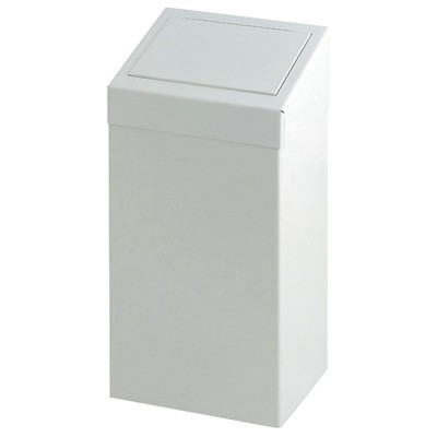 Metalen afvalbak met pushklep - 50 l - WIT