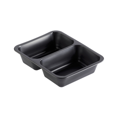 Barquette rect. pp noir 2 comp 227x178x50mm 216pcs