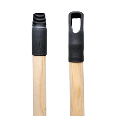 120361: Borstelsteel in hout - met plastiek schroefdraad en ophangoog - 140 cm