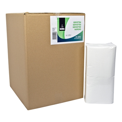 214053: Servetten - recycled tissue - 1 laags - 33 x 32 cm - WIT - 4500 stuks (9x500)