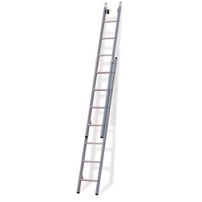 662213: Ruitenwasladder 2-delig - 2 x 13 treden - 4,90/8,40 m - 25 kg - 35 cm optrede - rechte bomen