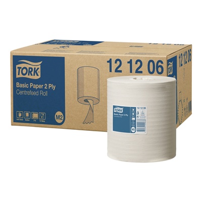 771728: Tork Universal Basic Centerfeed poetspapier - 2 laags - 160 m x 20 cm - 6 rollen - WIT - 121206