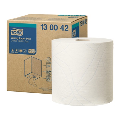 771785: Tork Premium Wiping Plus poetspapier - 2 laags - 255 m x 23,5 cm - 1 rol - WIT - 130042