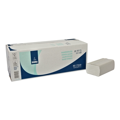 773028: Multifold handdoekjes - recycled tissue - 2 laags - 24 x 21 cm - WIT - 2250 stuks (15x150)