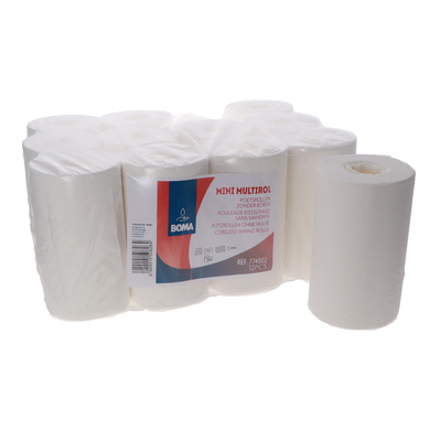 774002: Mini Centerfeed Multirol - zuiver tissue - 1 laags - 120 m x 20 cm - WIT - 12 rollen