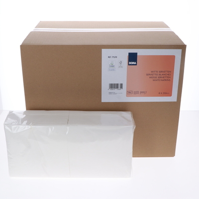 775210: Servetten - zuiver tissue - 2 laags - 33 x 33 cm - WIT - 2000 stuks (8x250)