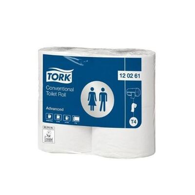 778001: Tork Advanced traditioneel toiletpapier - extra lang - 2 laags - 61,60 m x 9,9 cm - 493 vel - 6 x 4 rollen - WIT - 120261